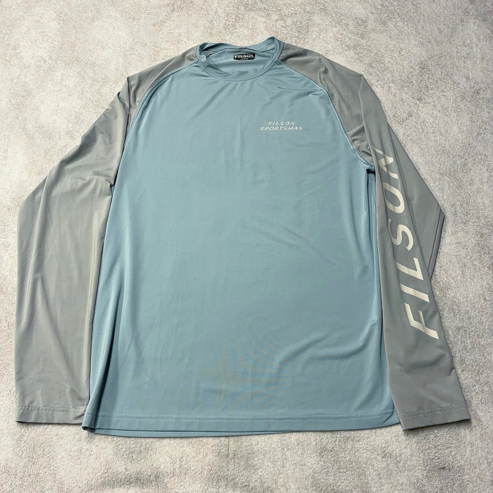 FILSON Sportsman Barrier T-Shirt Long Sleeve Base Layer Spellout Mens Large